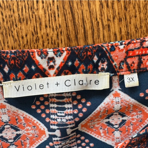 Violet & Claire Boho tunic navy and orange 3/4 sleeve women’s 3X - Picture 2 of 7